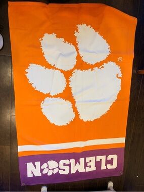Clemson University Orange White Paw high-end Flag